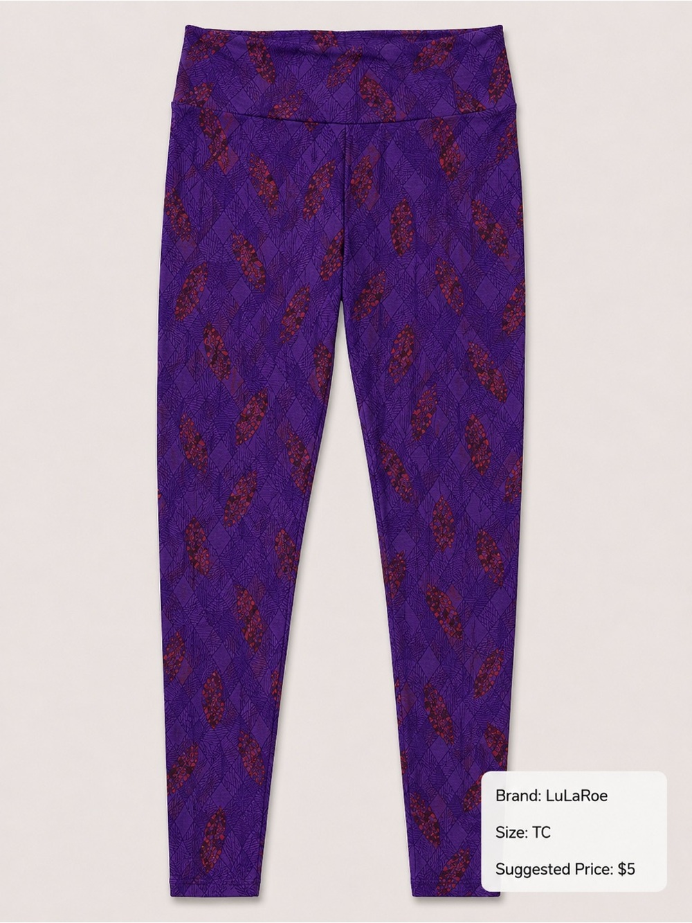 LuLaRoe Purple Leggings with Red Accents